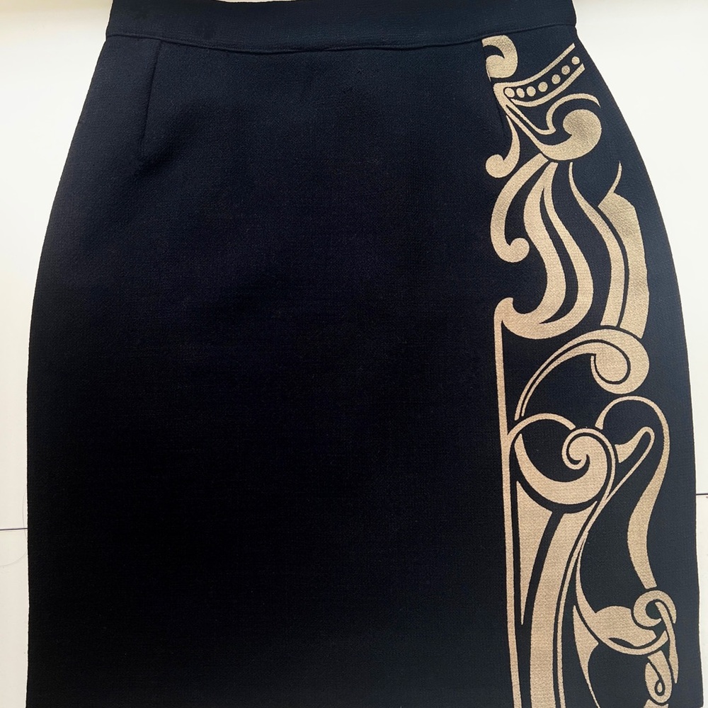 Gianni Versace Vintage Wool ArtDeco skirt black - Picture 2 of 7